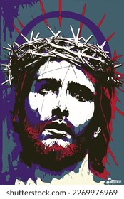 El vector Lord Jesus Face con alta calidad vectorial, hará que el diseño de tu camiseta y el diseño de la pared del hogar sean tan claros
