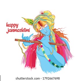 lord krishana happy janmashtmi in indian festival, flute playing krishna, everyone enjoying in dahihandi  