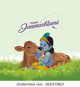 Lord Krishna with calf Janmashtami Wishes