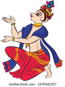 lord Krishna in different style in Kalamkari style hand painted for fabric designs