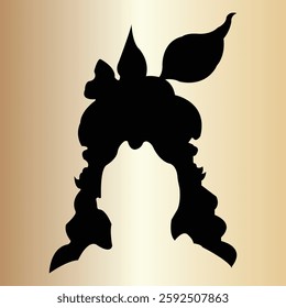 Lord Krishna Face Silhouette on Golden Background