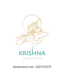 lord krishna with flute creative illustration for krishna janmashtami