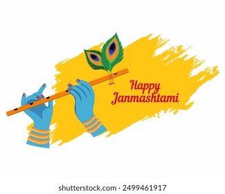 Lord Krishna hand playing bansuri janmashtami hindu religious festival of india