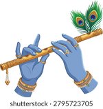 Lord Krishna Hand Playing the Flute Janmashtami Design 