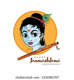 Lord Krishna illustration for Happy janmashtami