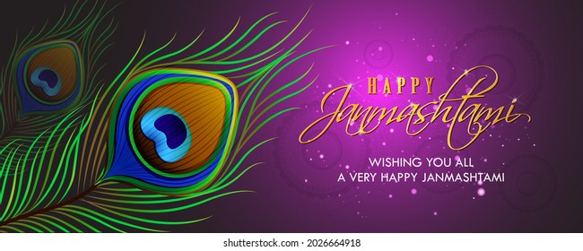 Lord Krishna Indian God Janmashtami festival holiday. Vector illustration