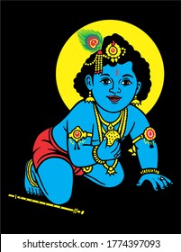 Lord Krishna Line Art Vector