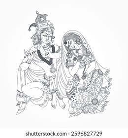 Lord krishna in loves with radha playing flute janmashtami festival