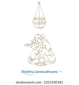 lord krishna with mother illustration for krishna janmashtami