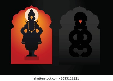 Lord Krishna. Named Vitthal, Vithoba, Pandurang, in the Maharashtra. Creative and conceptual, form of lord vitthal in calligraphy. 