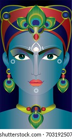 LORD KRISHNA WITH PEACOCK FEATHERS