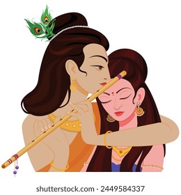  Lord Krishna spielt Flöte mit Radha auf Happy Janmashtami Festival