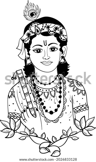 Lord Krishna Plays His Flute Vector Stock Vector (Royalty Free ...