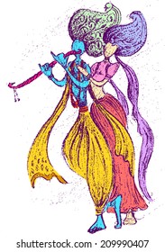 Lord krishna with Radha 1