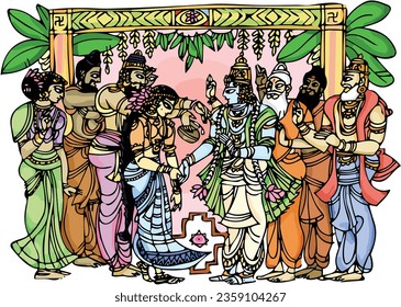 Lord Krishna and Radha god illustration