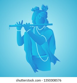 Lord krishna trendy design with playing flute