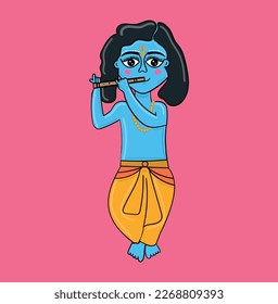 Lord Krishna Vector Art Illustration 