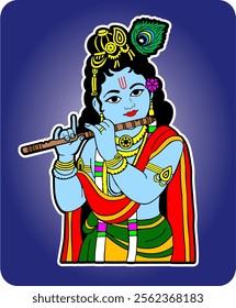 Lord Krishna Vector Illustration Art