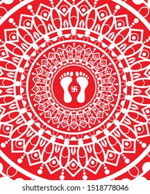 Lord Lakshmi foot print foot graphic illustration.