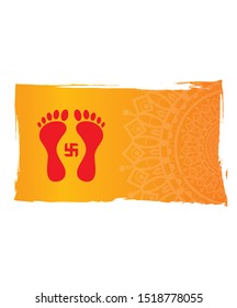 Lord Lakshmi foot print graphic illustration.
