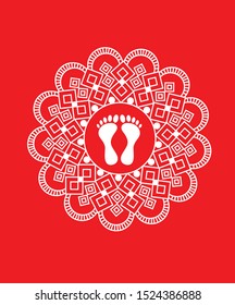 Lord Lakshmi foot print with swastika vector, lord laxmi foot graphic illustration.