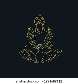 Lord Lakshmi Line Art Vector Design Stock Vector (Royalty Free ...