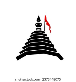 Lord Lakshmi Narayan temple vector icon with flag.