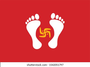 Lord Laxmi Foot Print (Laxmi Charan). Footprint use for Laxmi, who is the Goddess of wealth use at the entrance of the house pointing inwards.