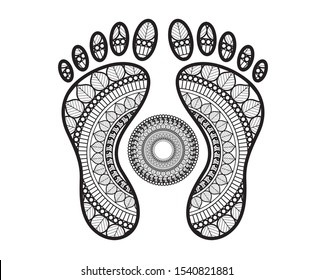 Lord Laxmi foot zentangle vector graphic illustration.
