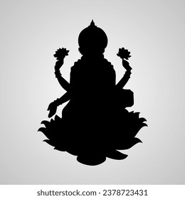 Lord Laxmi vector black silhouette. vector Lakshmi icon