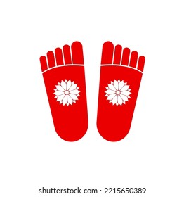 Lord Laxmis vector icon. Lakshami's footprint with kamal pushpa.