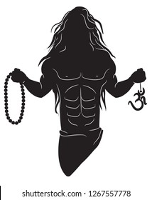 Lord mahadev with om vector design. Silhouette art mahadev.
