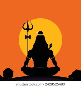 Lord mahadev silhouette artwork vector illustration.