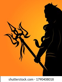 Lord mahadev trendy graphic silhouette design with orange background.