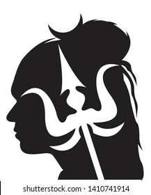 Lord mahadev vector design face art.