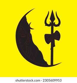 Lord Mahadev Vektorsilhouette-Design. Mahadev T Shirt Design. Lord shiva Vektorgrafik. Lord mahadev Silhouette mit tristischem Design.