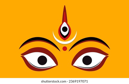 Lord Mahakali angry eyes vector illustration.