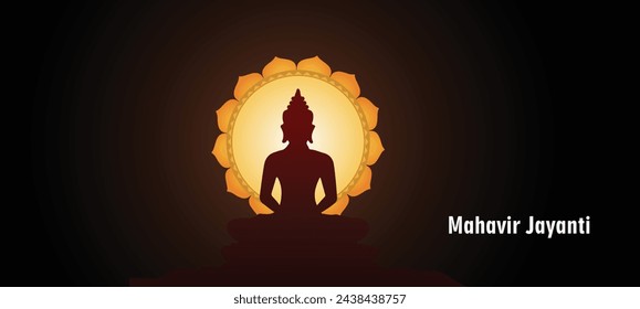 Lord Mahavira illustration for Mahavir Jayanti Hindu festival of India vector poster