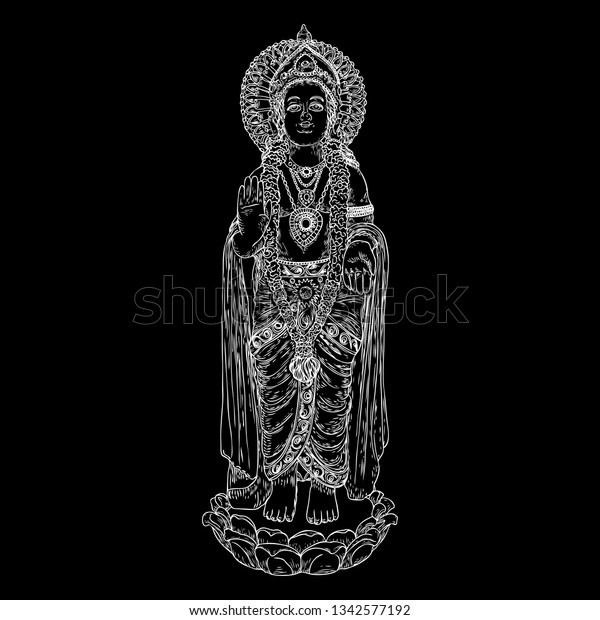 Lord Murugan classic statue drawing, God of war, son of Shiva and