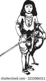 Lord Murugan Clip Art Vektor, Murugan steht und hält seine Waffe "Vel",
