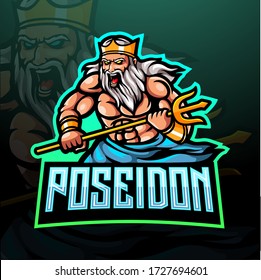 The lord of poseidon esport logo mascot design