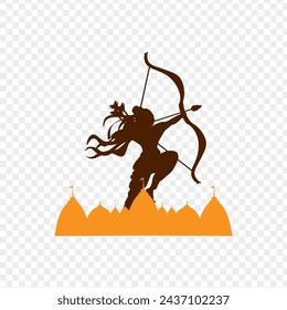Lord Ram with bow and arrow silhouette on transparent background