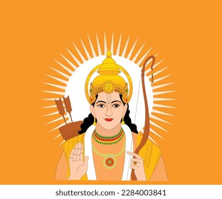 Lord Ram God ram ilustración vectorial Indian God Shree ram hermosa ilustración Shree en fondo aislado