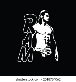 Lord ram gradient vector graphic with Ram text trendy design.	