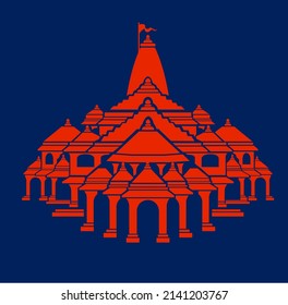 Lord Ram temple vector icon. Ram mandir vector icon.