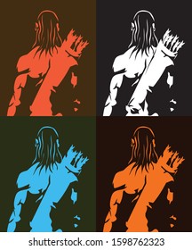 Lord ram vector graphic illustration grunge style art.
