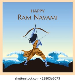 Lord Ram Vector Illustrationskonzept des Spring Hindu Festivals Shree Ram Navami wünscht Gruß