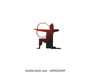 Lord Rama with arrow killing Ravana India poster, vector illustration.