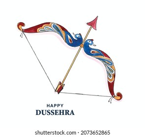 Lord rama with arrow killing ravana in happy dussehra design