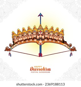 Lord rama with arrow killing ravana in happy dussehra background